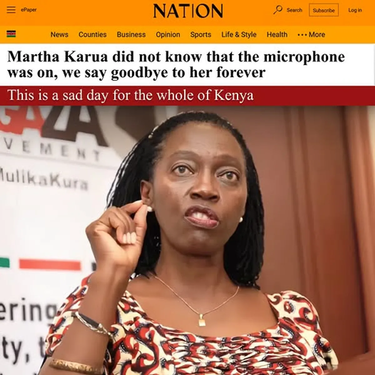 PrimeAura scam ad impersonating Martha Karua, Astar Njau in KE