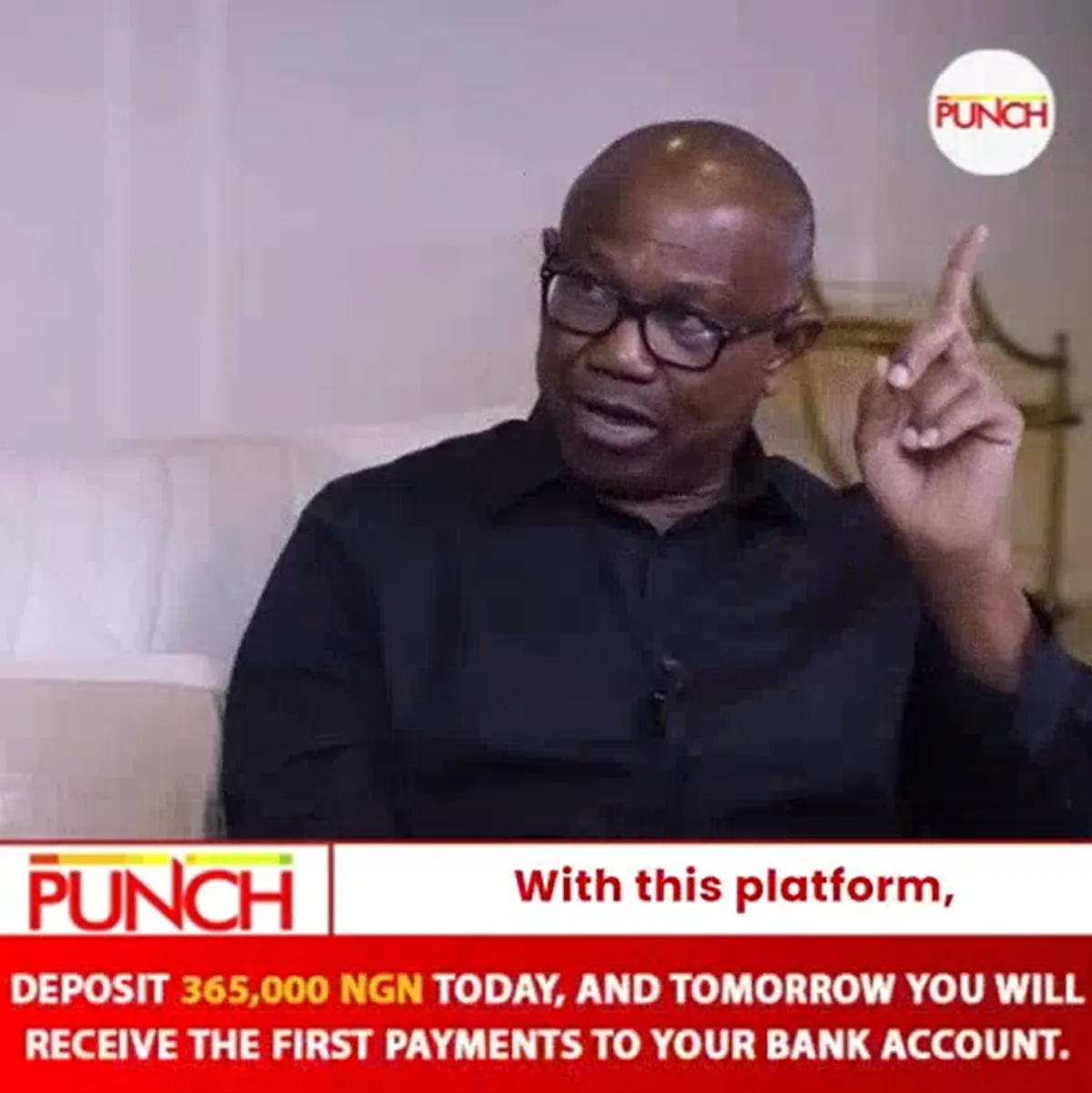 PrimeAura scam ad impersonating Peter Obi in NG