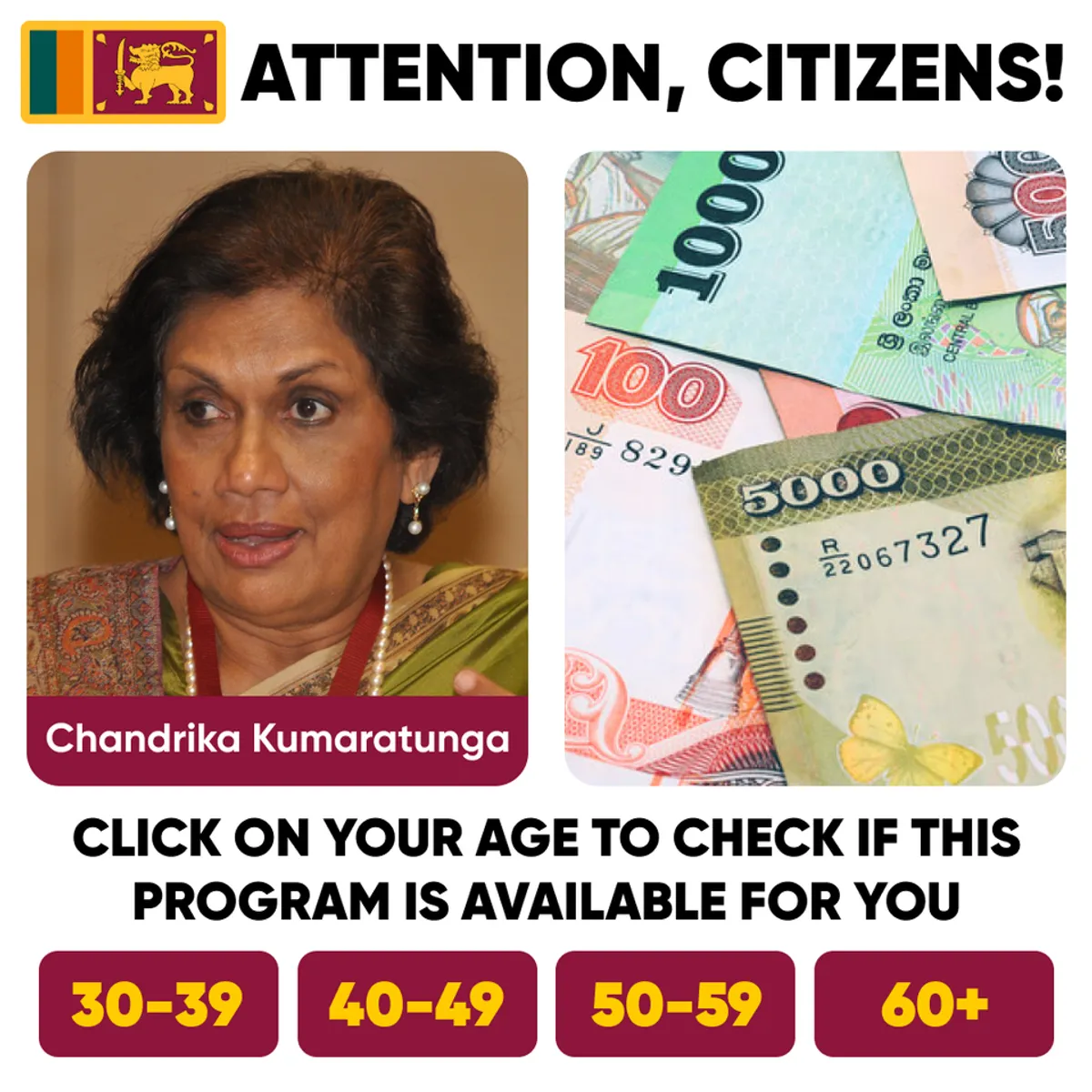 NezertronixPro scam ad impersonating Chandrika Kumaratunga in LK