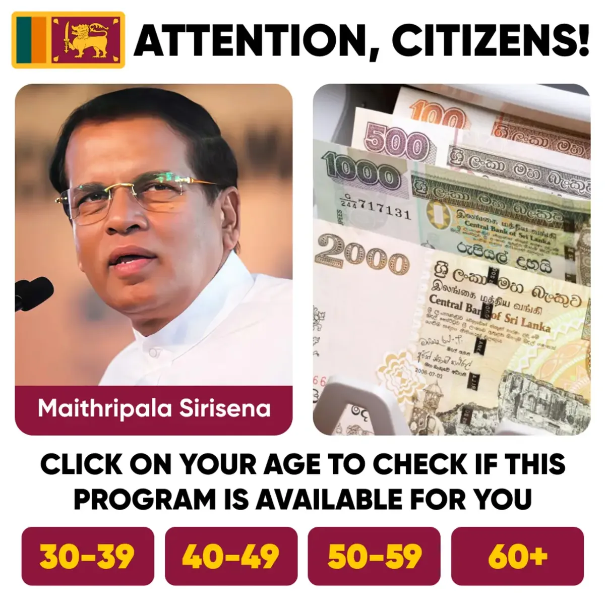 NezertronixPro scam ad impersonating Maithripala Sirisena in LK