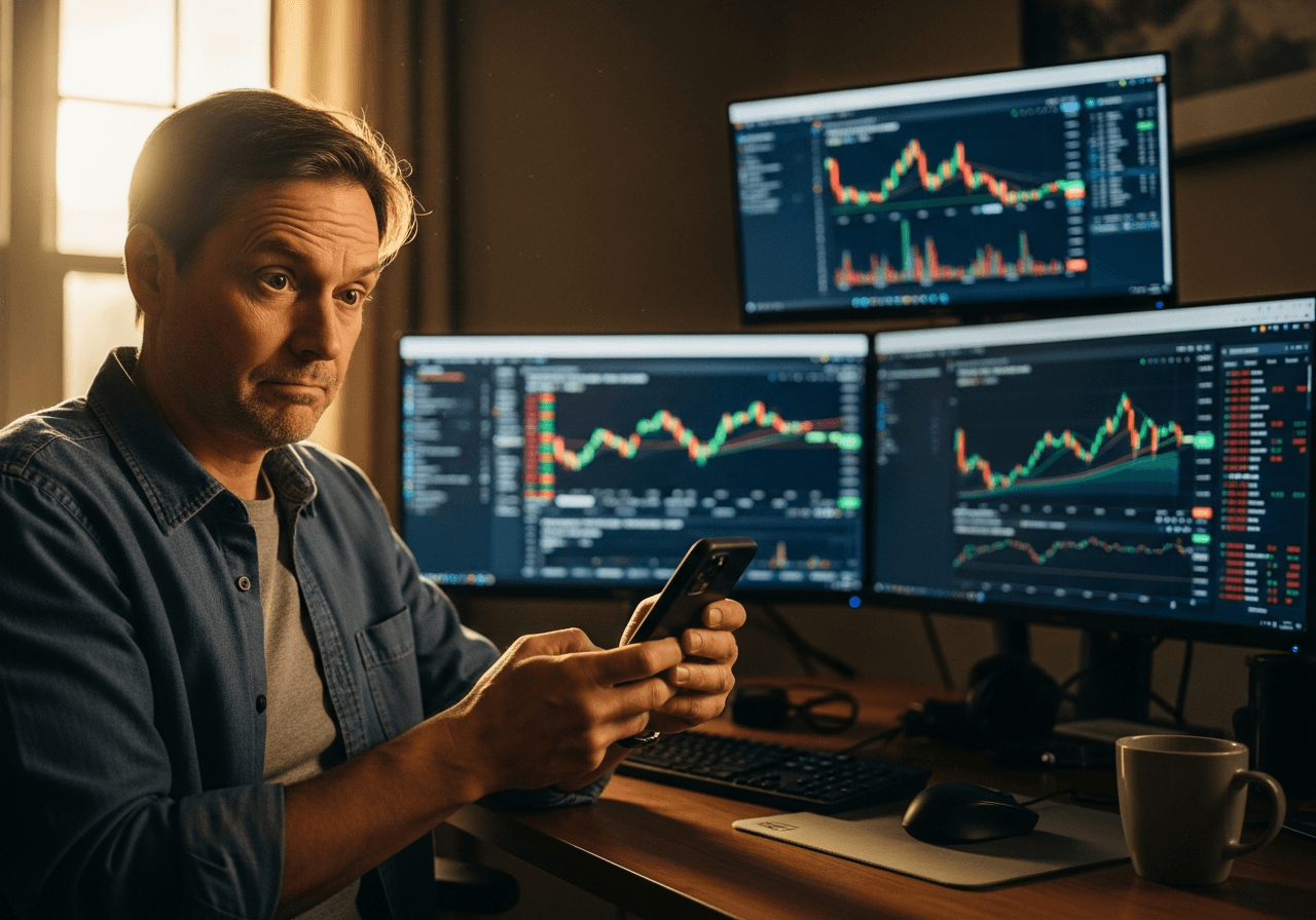 Person reviewing suspicious online investment pitch on phone screen