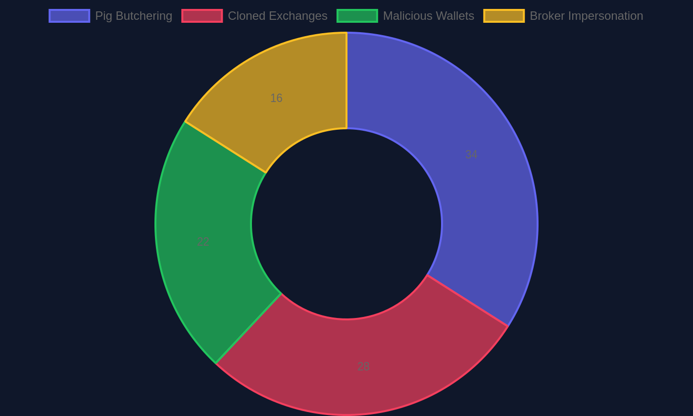 Bar chart ranking crypto scam types by reported losses in 2026