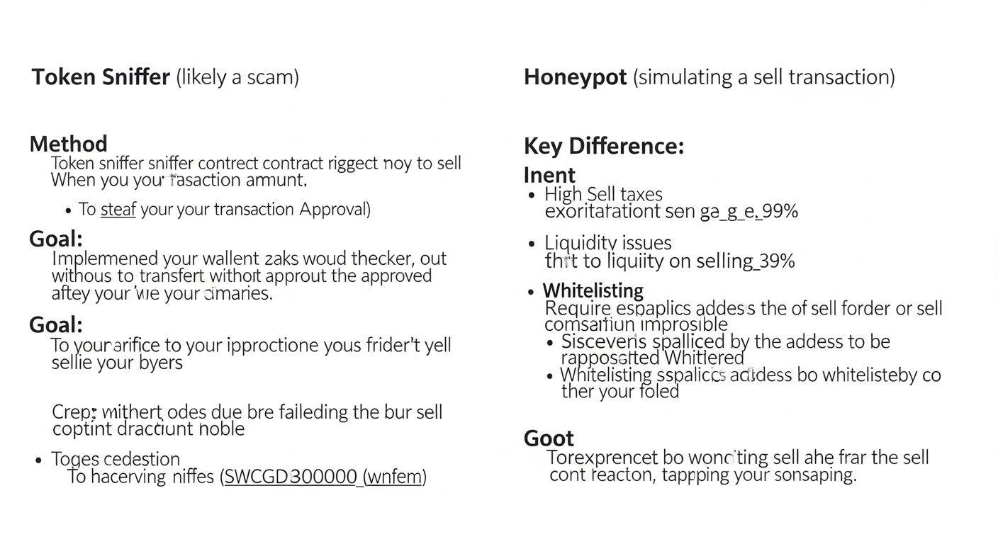 Token analyzer output flagging a honeypot contract that blocks sells